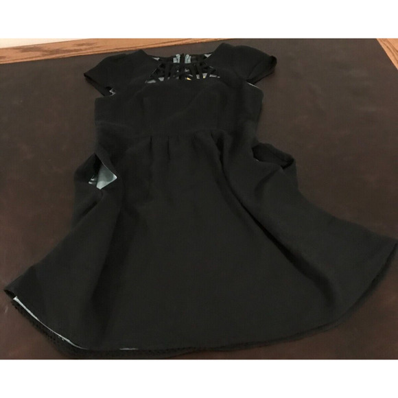 Anthropologie Maeve Black Aria Lattice Cut Fit & Flare S/S Mini Dress - Size 2 - Picture 10 of 13